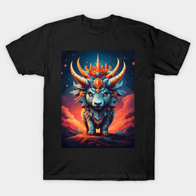 Majestic Bull with Crown T-Shirt by Leon Star Shop